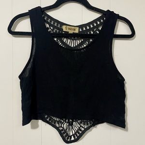 Black Mesh Crop Top